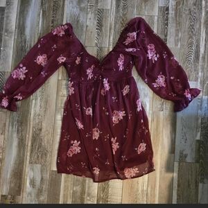 Indulge Open Back Floral Mini Dress with Pink Blossoms